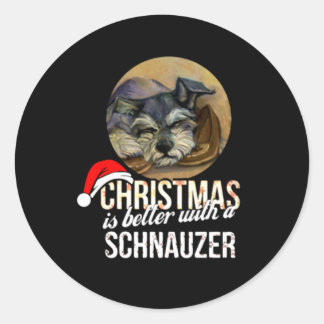 Christmas Is Better With A Schnauzer Classic Round Sticker