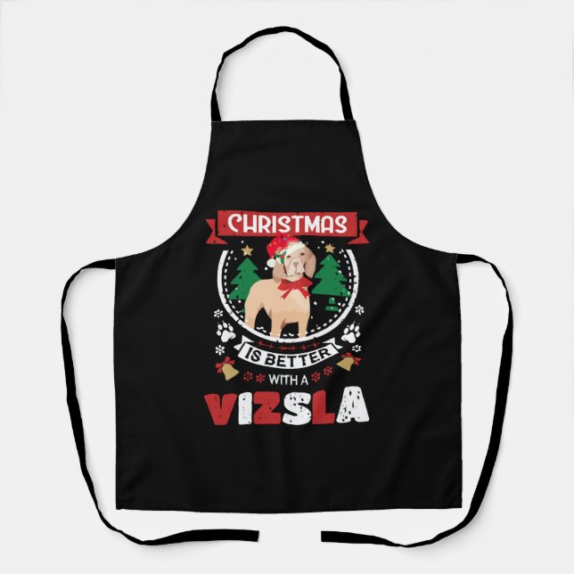 Christmas Is Better With A Vizsla Christmas Tree Apron (Front)