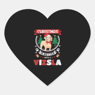 Christmas Is Better With A Vizsla Christmas Tree Heart Sticker