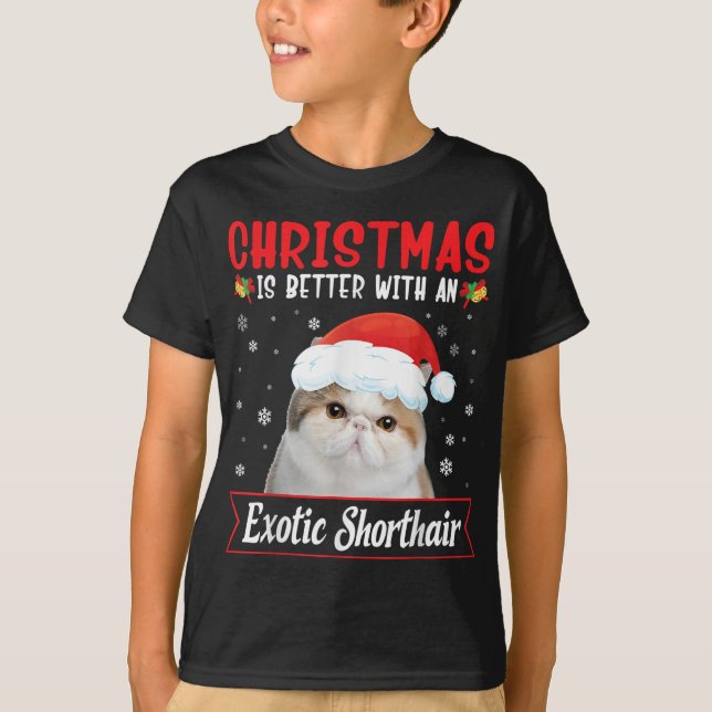 Christmas Is Better With An Exotic Shorthair Cat M T-Shirt (Front)