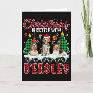 Christmas Is Better With Beagles Santa Elf Reindee Card