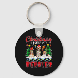 Christmas Is Better With Beagles Santa Elf Reindee Key Ring