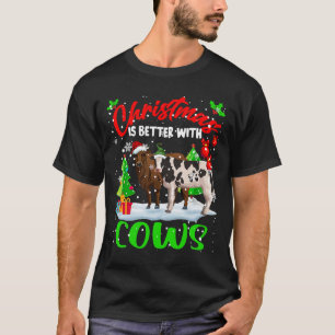 Christmas Is Better With Cows Santa Elf Cow Farmer T-Shirt