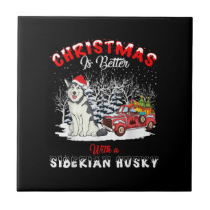Christmas Is Better With Dog Husky Owner Gift Ceramic Tile
