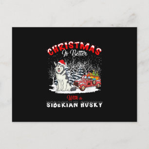 Christmas Is Better With Dog   Husky Owner Gift Invitation Postcard