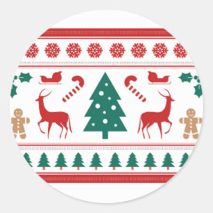 Christmas Is Coming, Christmas, Tree, Reindeer Classic Round Sticker