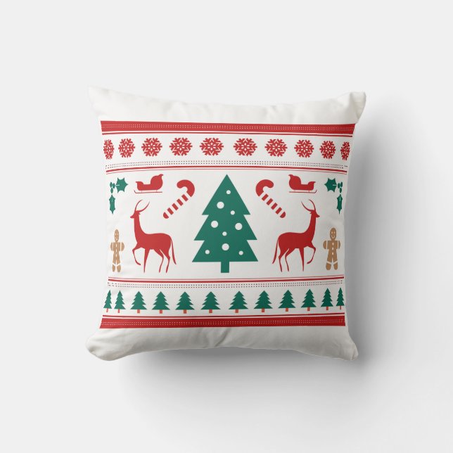 Christmas Is Coming, Christmas, Tree, Reindeer Cushion (Front)