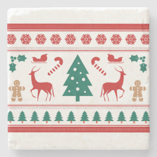 Christmas Is Coming, Christmas, Tree, Reindeer Stone Coaster