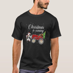 Christmas Is Coming Farmer Santa Claus Tractor Co T-Shirt