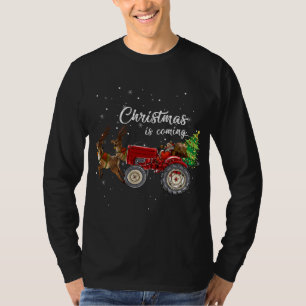 Christmas Is Coming Funny Farmer Santa Claus Tract T-Shirt