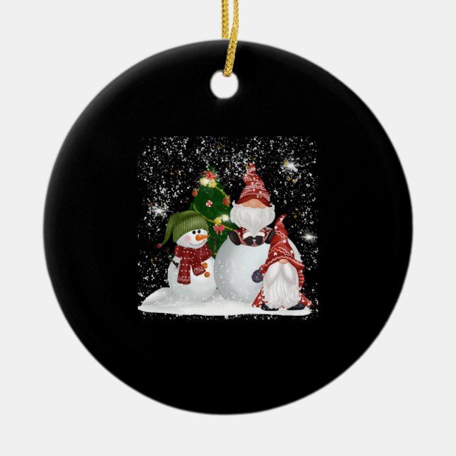 Christmas Is Coming Santa Candy Cane Throne Ceramic Ornament (Front)