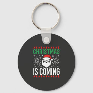 Christmas Is Coming Santa Snowman Key Ring