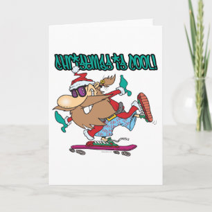 christmas is cool ghetto skater skateboarder santa holiday card