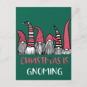 Christmas is Gnoming God Jul Gnome Tomte Xmas Sant Postcard