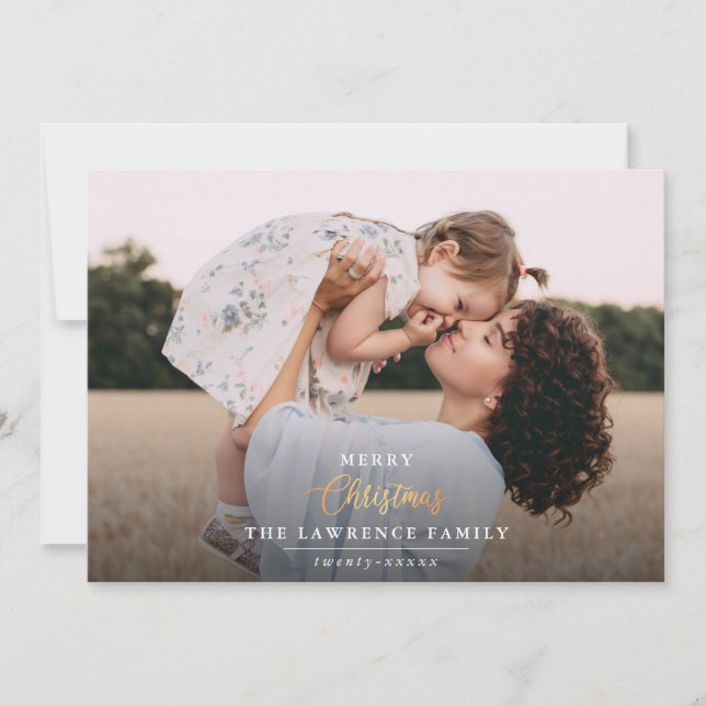 Christmas is Gold | Grey Modern full frame photo Holiday Card (Front)