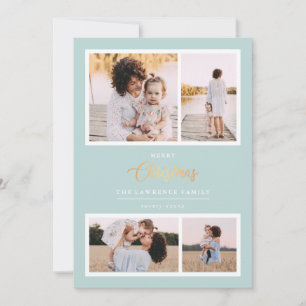 Christmas is Gold   Mint Elegant 4 photo holidays Holiday Card