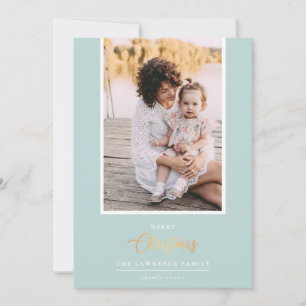 Christmas is Gold   Mint Modern  vertical photo Holiday Card