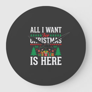 Christmas Is Here Holiday Tree Gift Large Clock