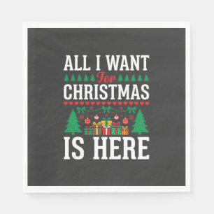Christmas Is Here Holiday Tree Gift Napkin