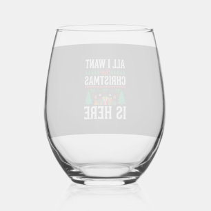 Christmas Is Here Holiday Tree Gift Stemless Wine Glass