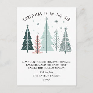 Christmas is in the Air Modern Boho Trees Holiday Postcard