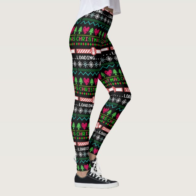 Christmas Is Loading Funny Ugly Christmas Sweater Leggings (Right)