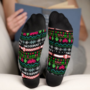 Christmas Is Loading Funny Ugly Christmas Sweater Socks