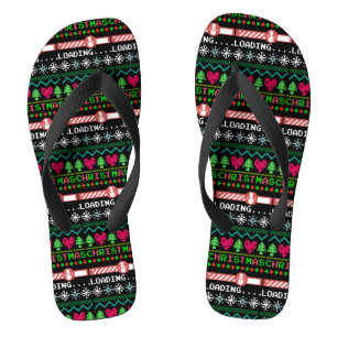 Christmas Is Loading Funny Ugly Christmas Sweater Thongs