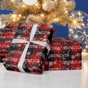 CHRISTMAS IS LOVE and Snowflakes  Wrapping Paper