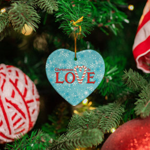 Christmas is Love Snowflake Personalised Ceramic Ornament