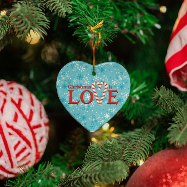 Christmas is Love Snowflake Personalised Ceramic Ornament (Creator Uploaded)