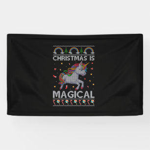 Christmas Is Magical Rainbow Unicorn Ugly Xmas Lon Banner