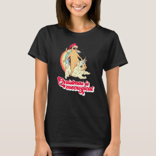 Christmas Is Meowgical Santa Cat Unicorn Pug Meme T-Shirt