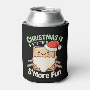 Christmas Is S'more Fun Santa Hat Camping Xmas Can Cooler