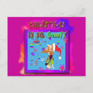 Christmas Is So Groovy Holiday Postcard