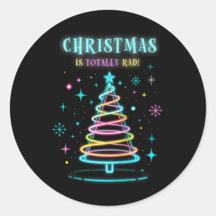 Christmas Is Totally Rad Xmas Tree Lights Party Te Classic Round Sticker