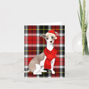 Christmas Italian Greyhound and Holiday Plaid Card
