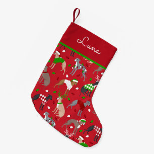 Christmas Italian Greyhound Dog Small Christmas Stocking