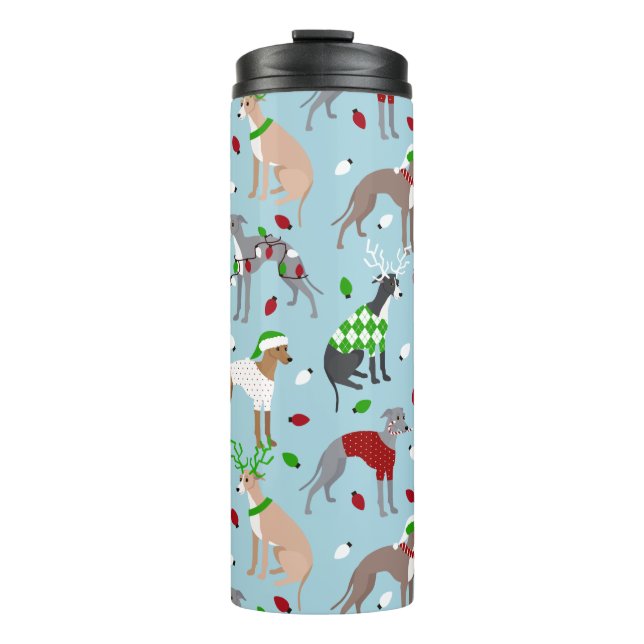 Christmas Italian Greyhound Dog Thermal Tumbler (Front)
