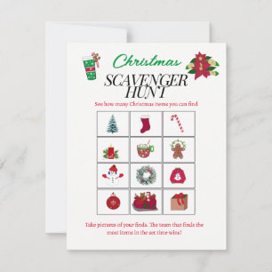 Christmas Items Scavenger Hunt Game Card