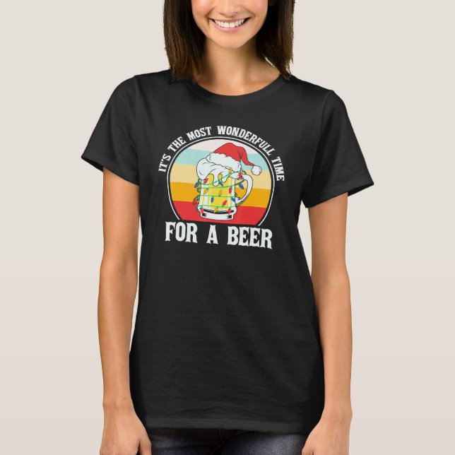 Christmas It's The Best Time For A Beer Retro Chri T-Shirt (Front)