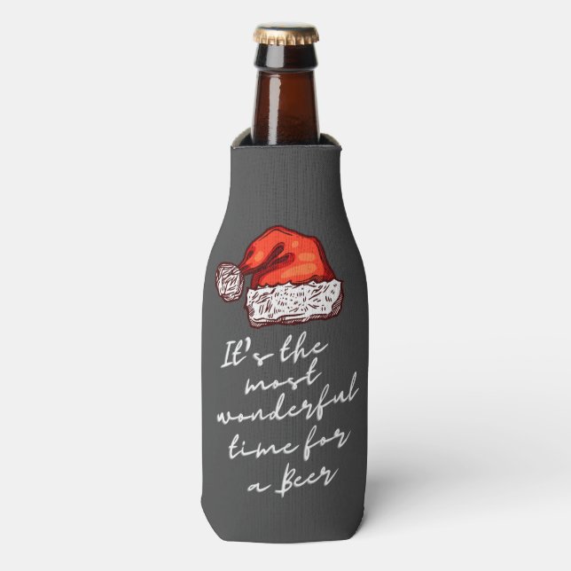 Christmas It's The Most Wonderful Time For a Beer Bottle Cooler (Bottle Front)