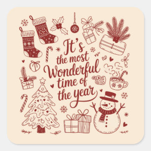 Christmas It's The Most Wonderful Time Of The Year Square Sticker