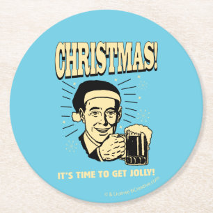 Christmas: It's Time To Get Jolly Round Paper Coaster