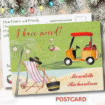 Christmas I've Moved Ocean Beach Budget Move Announcement Postcard<br><div class="desc">Doesn't this tell a great story -- You've moved to a wonderful location where you can choose between a day at the beach or one at the golf course -- among many other delightful pursuits. Enjoy life and this move announcement postcard. It is cheerful and a unique way to tell...</div>