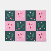 Christmas Ivy, Candy Cane with Stars Chequerboard