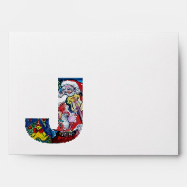 CHRISTMAS J LETTER /SANTA  CLAUS WITH VIOLIN ENVELOPE (Front)