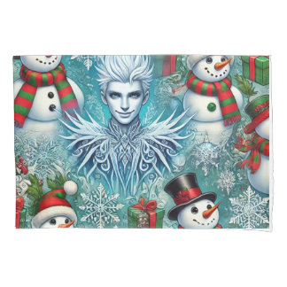christmas jack frost and snowman pillowcase