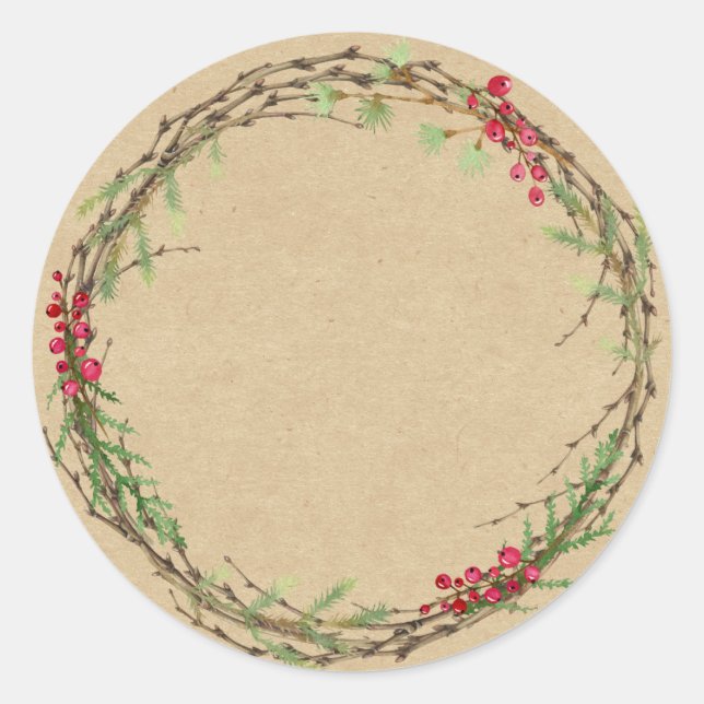 Christmas Jam Canning Rustic Classic Round Sticker (Front)