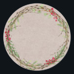 Christmas Jam Canning Rustic Homemade Kraft Paper Classic Round Sticker<br><div class="desc">Rustic and modern Christmas homemade jam canning mason jar sticker with a lovely Christmas holiday wreath with greenery and berries on a kraft paper background. Simply add your name and the product name to the label. Exclusively designed for you by Happy Dolphin Studio. If you need any help or matching...</div>